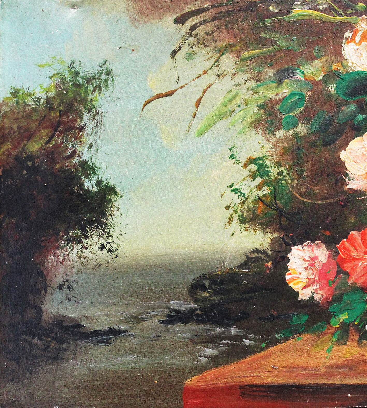 Painting bouquet old oil on canvas