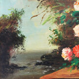 Painting bouquet old oil on canvas