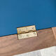 Restored antique drop-leaf secretary – natural wood & midnight blue