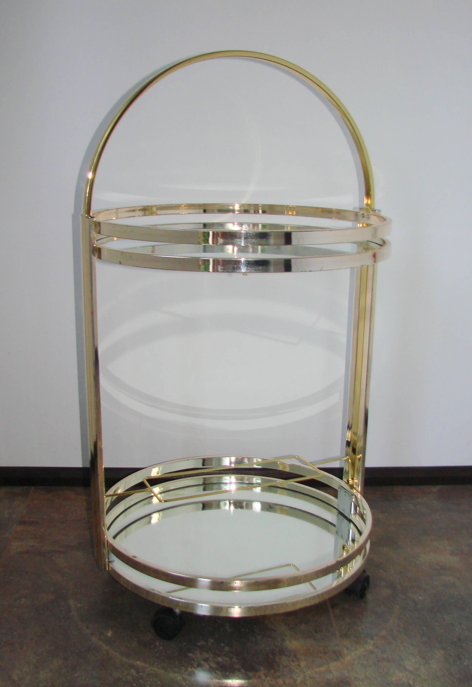 Art Deco mobile drinks trolley on wheels, 1970s