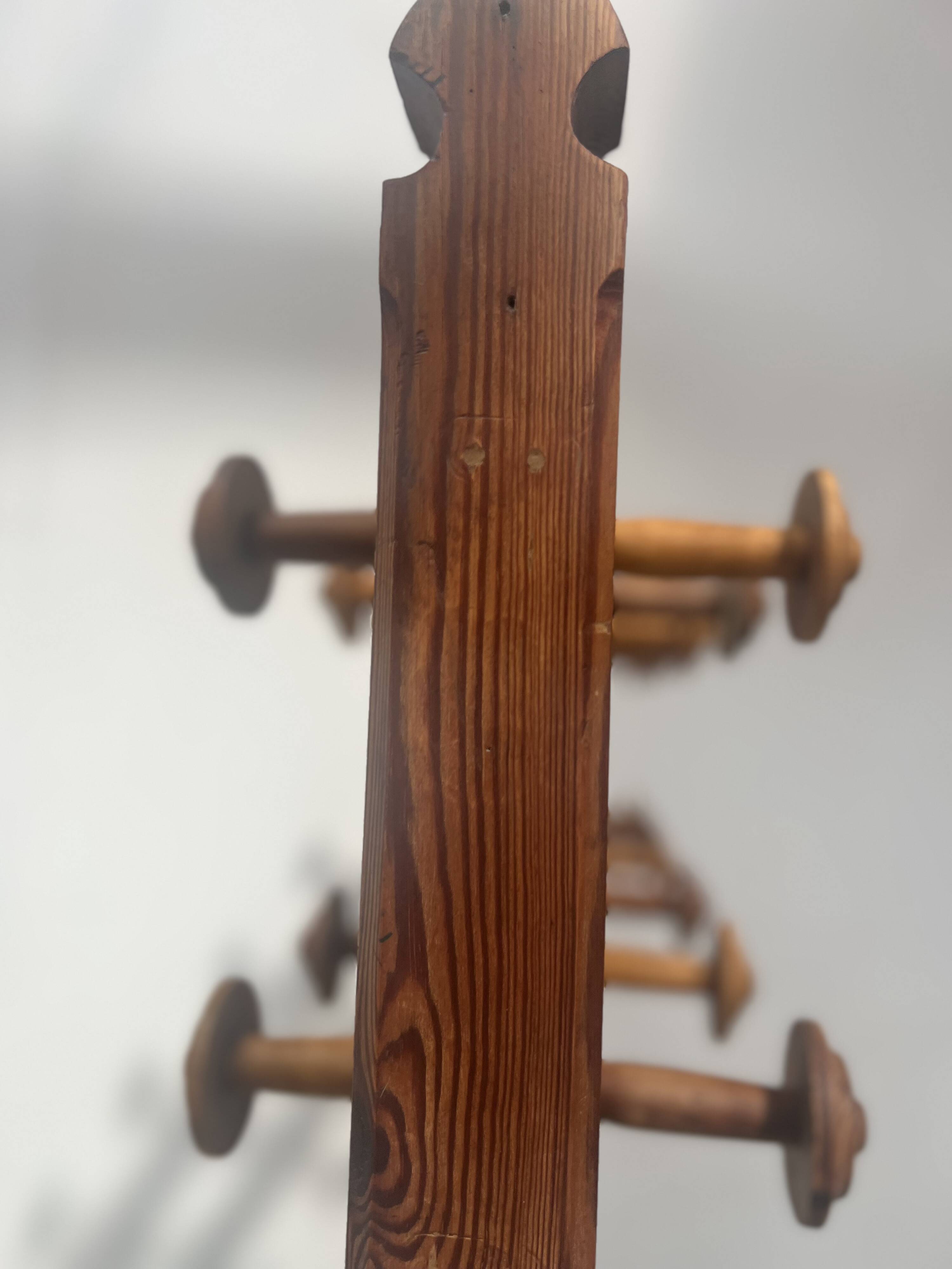 20th century solid fir hotel coat rack