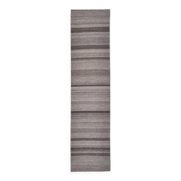 2x9 Brown Beige Striped Kilim Runner Rug 71x279Cm SK 241367