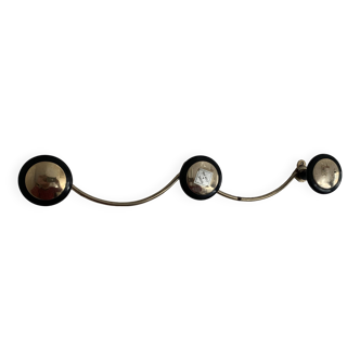 Portemanteau vintage 1960 doré 3 patères - 45 x 7 cm