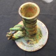 Small lamp base or candle holder in glazed earthenware, Bernard CLUNY pottery