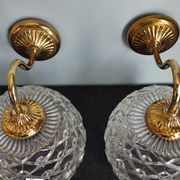 Pair of scones glass scones and vintage golden metal