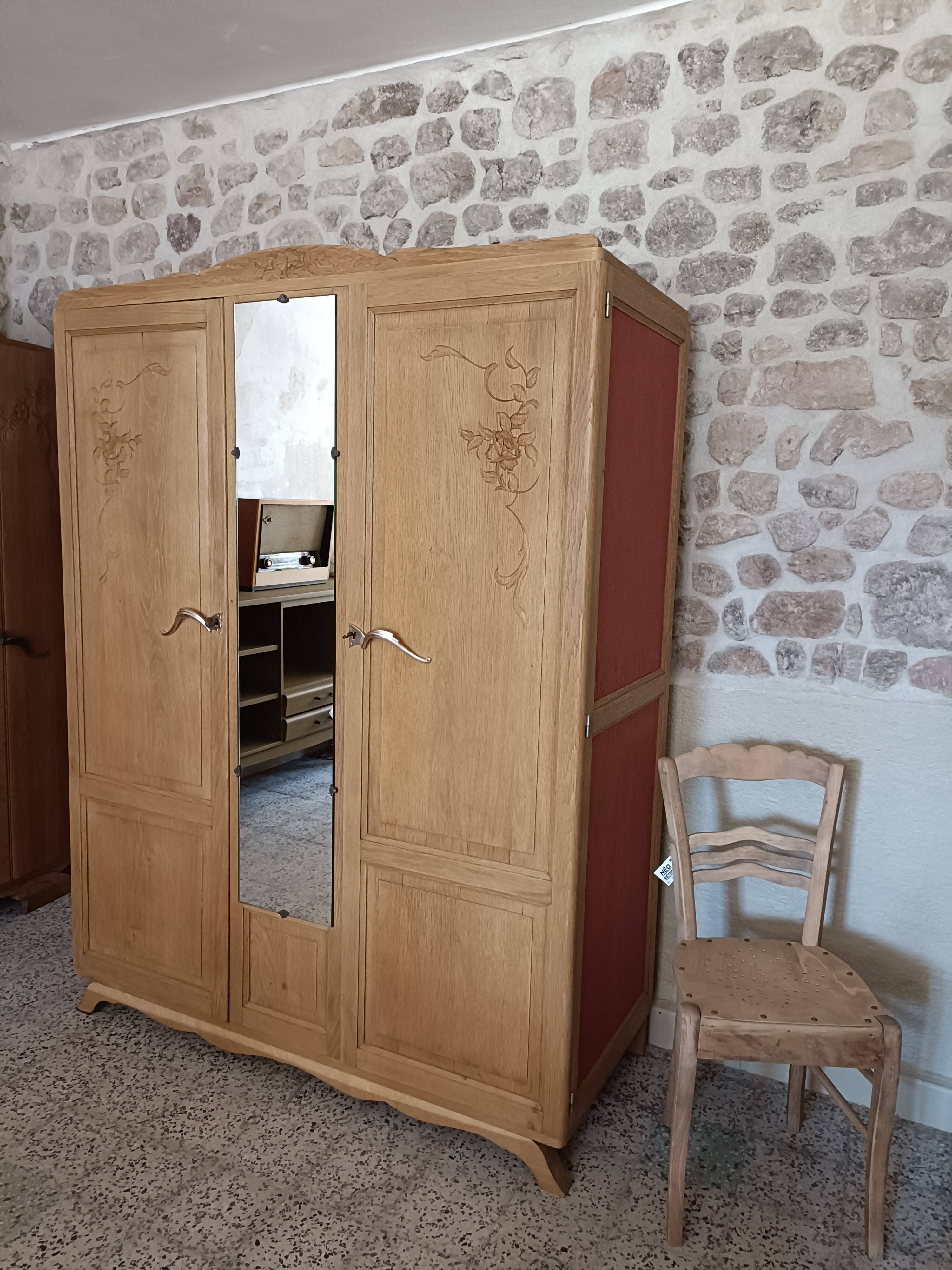 Renovated Art Deco oak wardrobe
