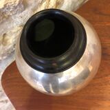 Nickel-plated metal and ebony vase