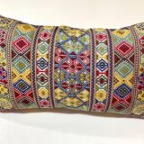 Housse de coussin en broderie grecque crétoise faite à la main, textiles d'art populaire des années 1970