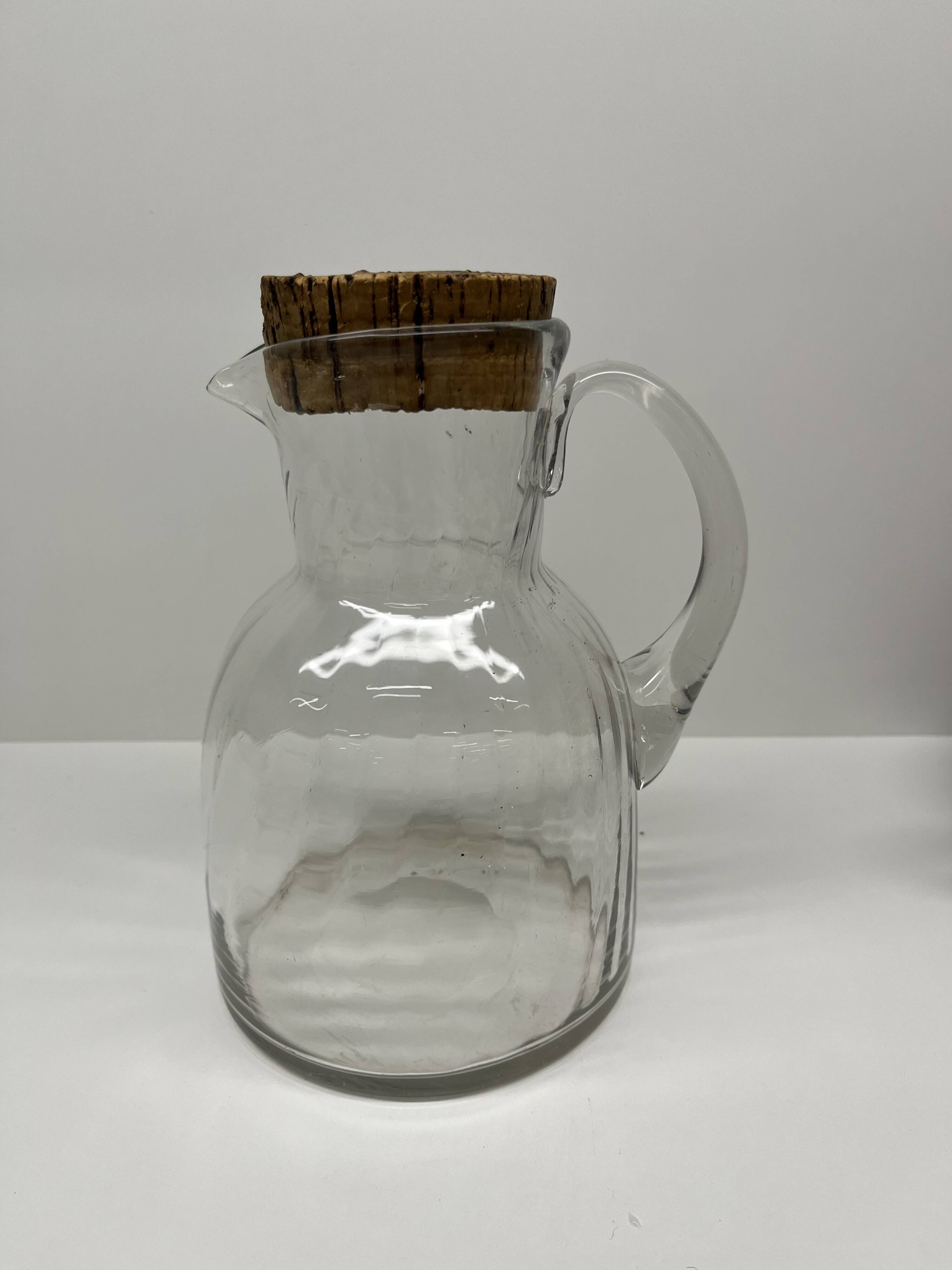 Glass carafe with cork stopper