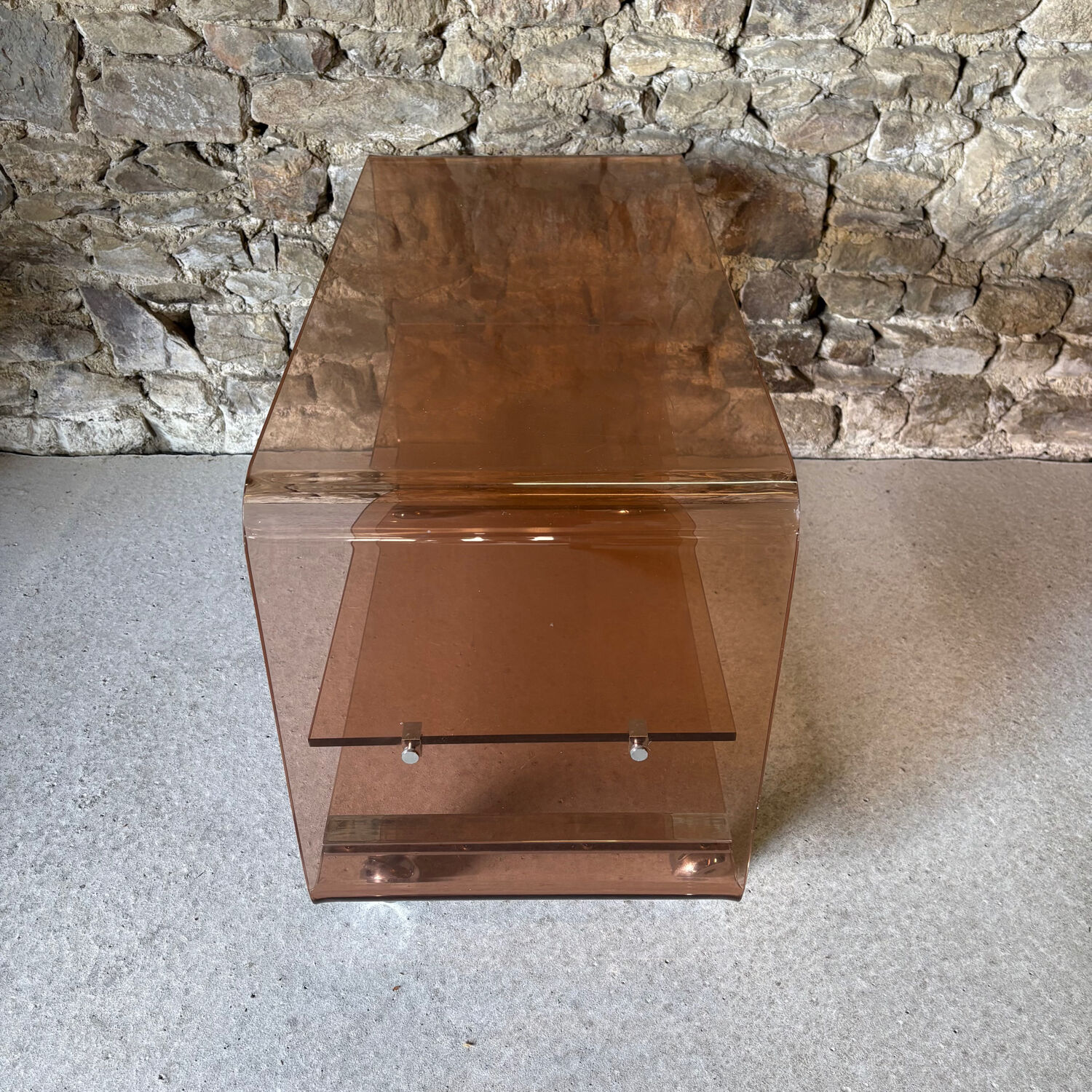 Smoked Plexiglas coffee table by Michel Dumas for Roche Bobois, 1970.