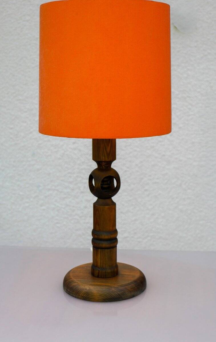 Large pine table lamp by Uno & Östen Kristiansson for Luxus, Sweden