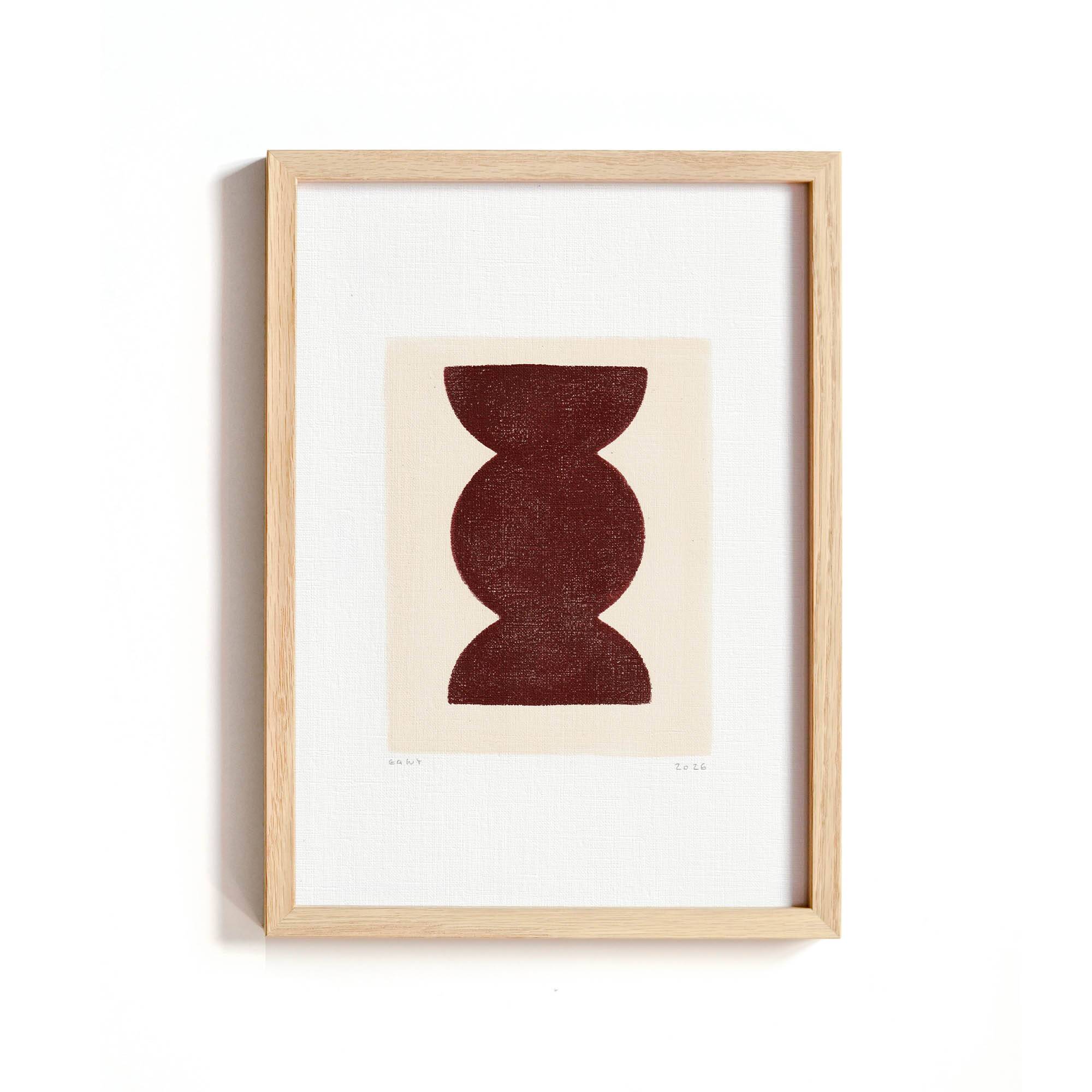 Collection of 4 abstract paintings on brown paper signed Eawy.