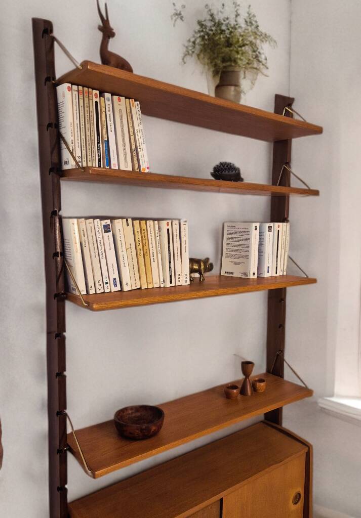 Teak shelving unit, Vintage Scandinavian 1960s