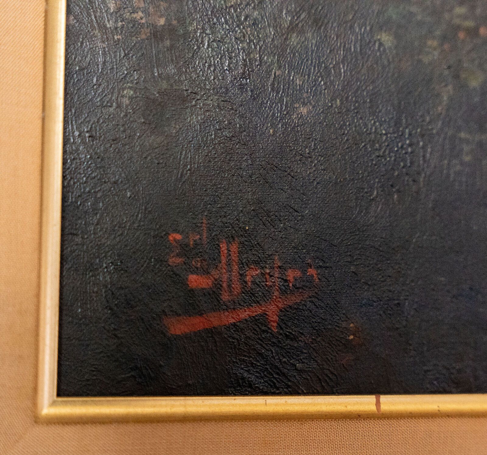 Oil on canvas setting sun the Alsace trough by Meyer