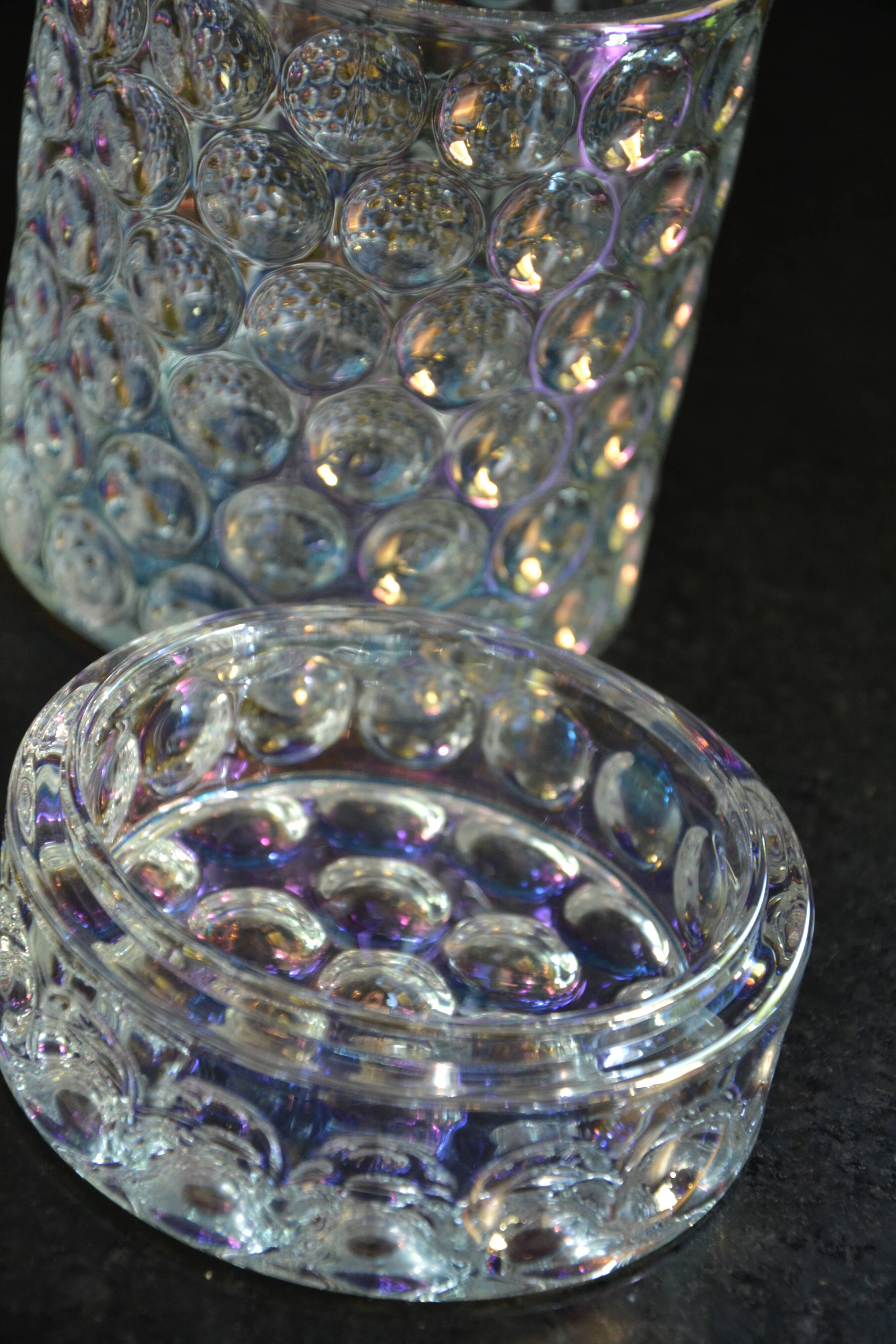 Molded-pressed glass jar/candy dish