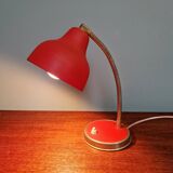 Vintage articulated desk lamp in red lacquered metal, 1950s