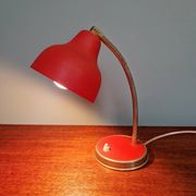 Vintage articulated desk lamp in red lacquered metal, 1950s