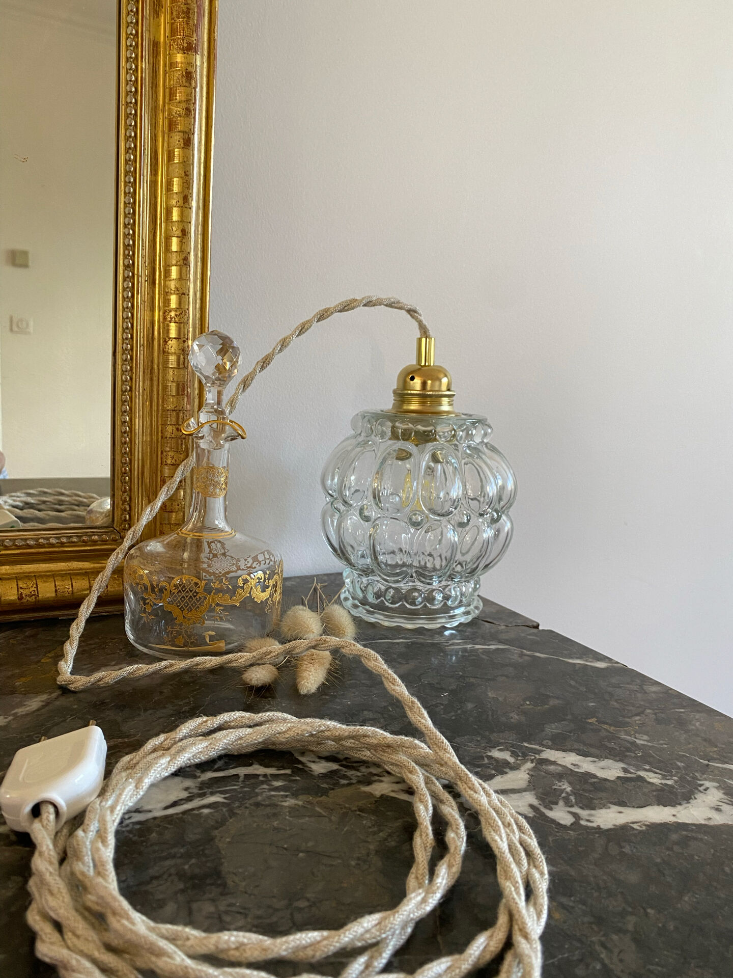 Vintage glass globe lamp