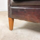 Dark brown vintage sheep leather wingback armchair