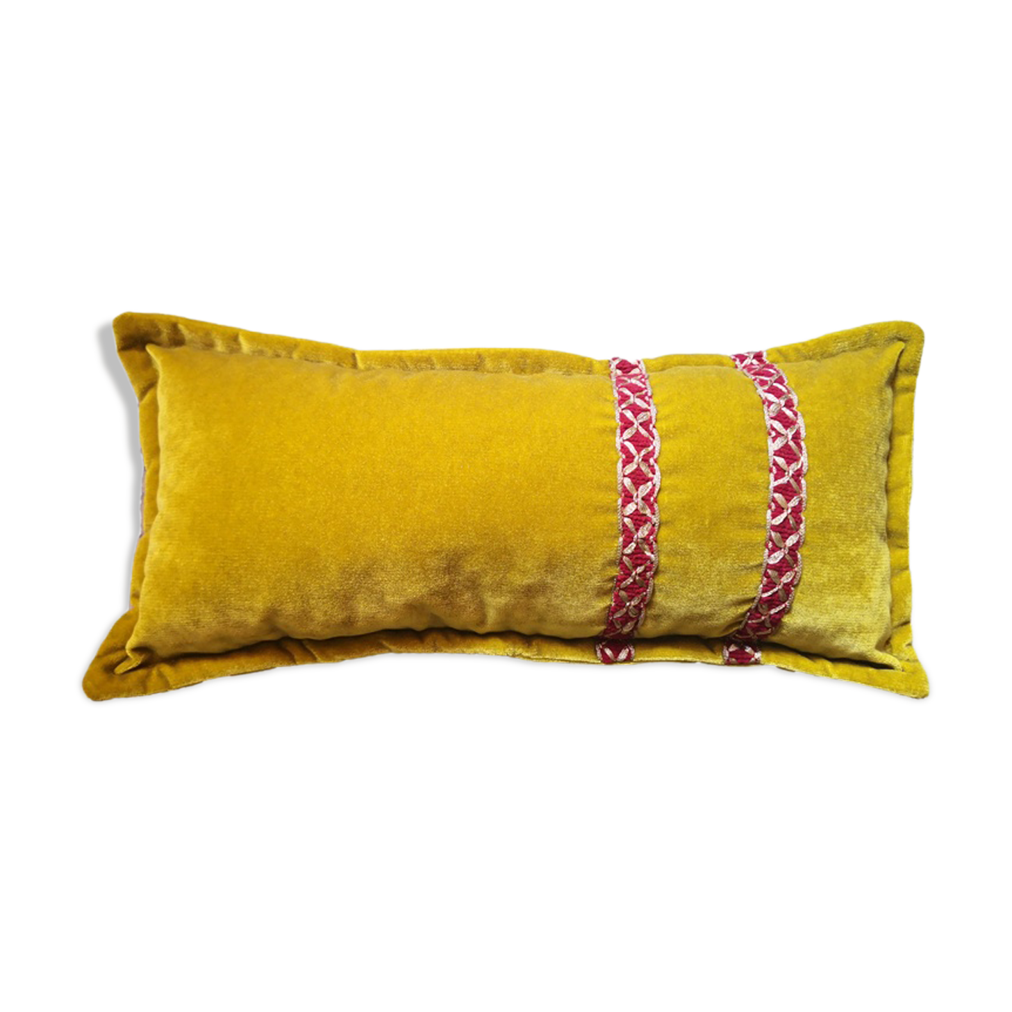 Mustard velvet rectangular cushion