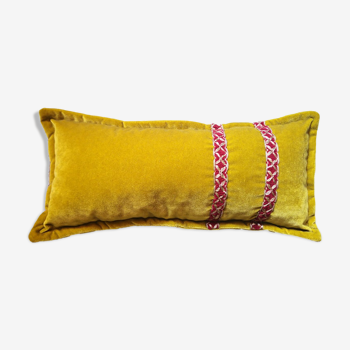 Mustard velvet rectangular cushion