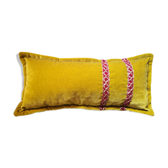 Mustard velvet rectangular cushion