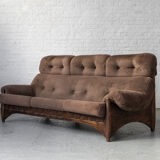 Brutalist 3-seater sofa with a super soft brown fabric, 1970’s