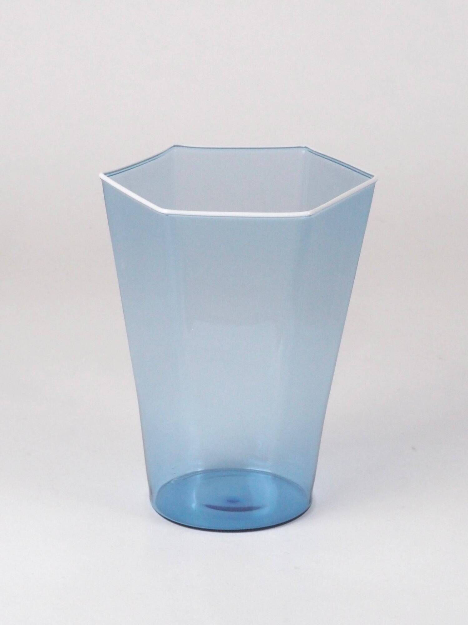 Set of six hexagonal Murano glass glasses handmade by Carlo Scarpa.