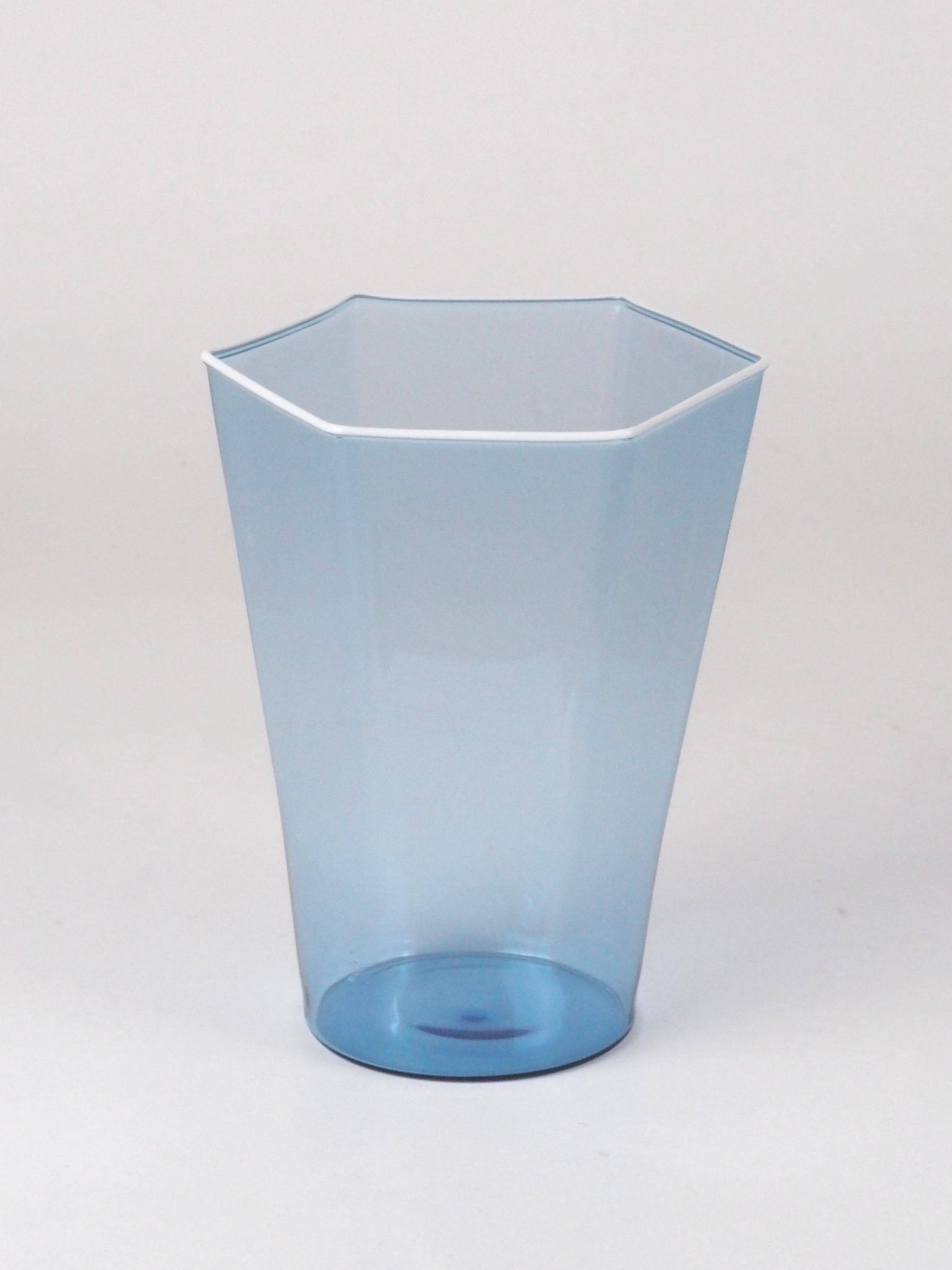Set of six hexagonal Murano glass glasses handmade by Carlo Scarpa.