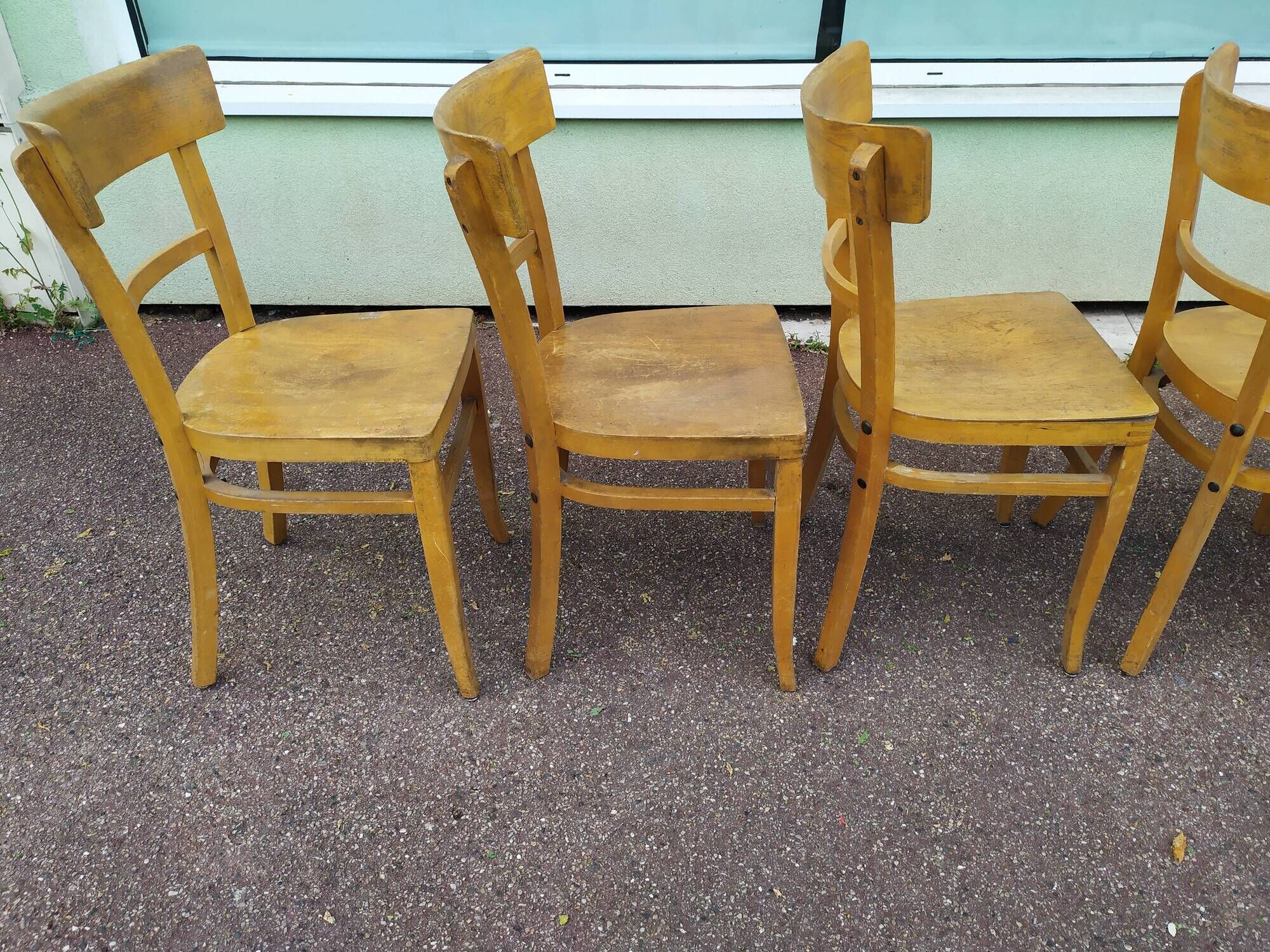 Lot de 12 chaises de bistrot bar bois vintage luterma