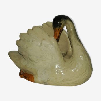 planter in the shape of ceramic swan of vallauris swan plant