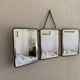 Miroir vintage 1930 triptyque de barbier lézard brun Art Déco - 26 x 61 cm