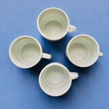 Set of 4 coffee cups, floral pattern saucers, 70s