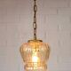 Vintage old gold pendant light, amber glass, 1960s chain lamp