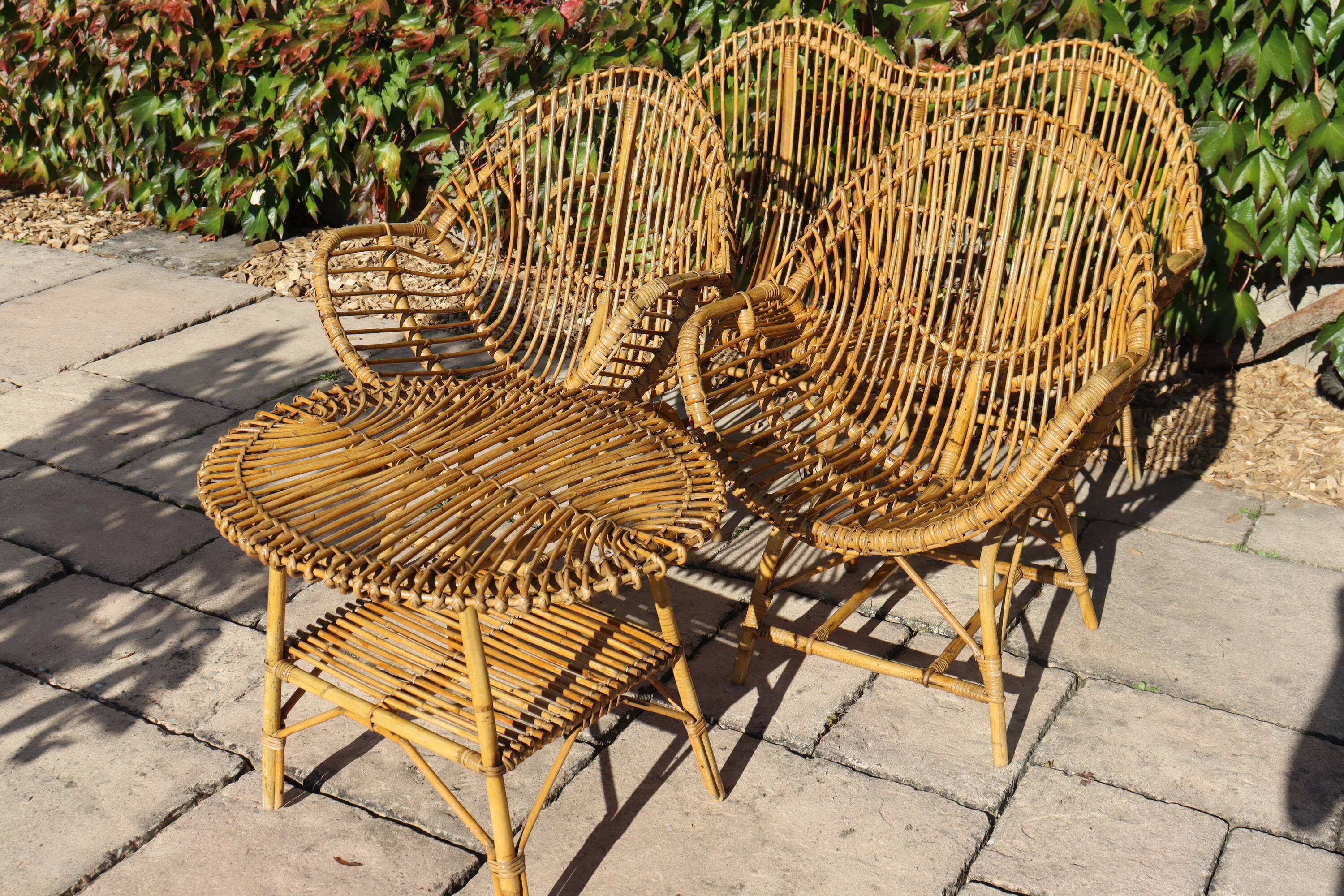 rattan and bamboo lounge set, Italy, 1960s, attributed to Franco Albini