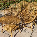 rattan and bamboo lounge set, Italy, 1960s, attributed to Franco Albini