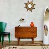 Commode vintage en teck – 3 tiroirs – design épuré & moderne