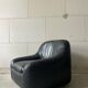 Italian black leather lounge chair