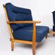 Large corner fan-shaped bench in oak, Guillerme and Chambron, 1970s