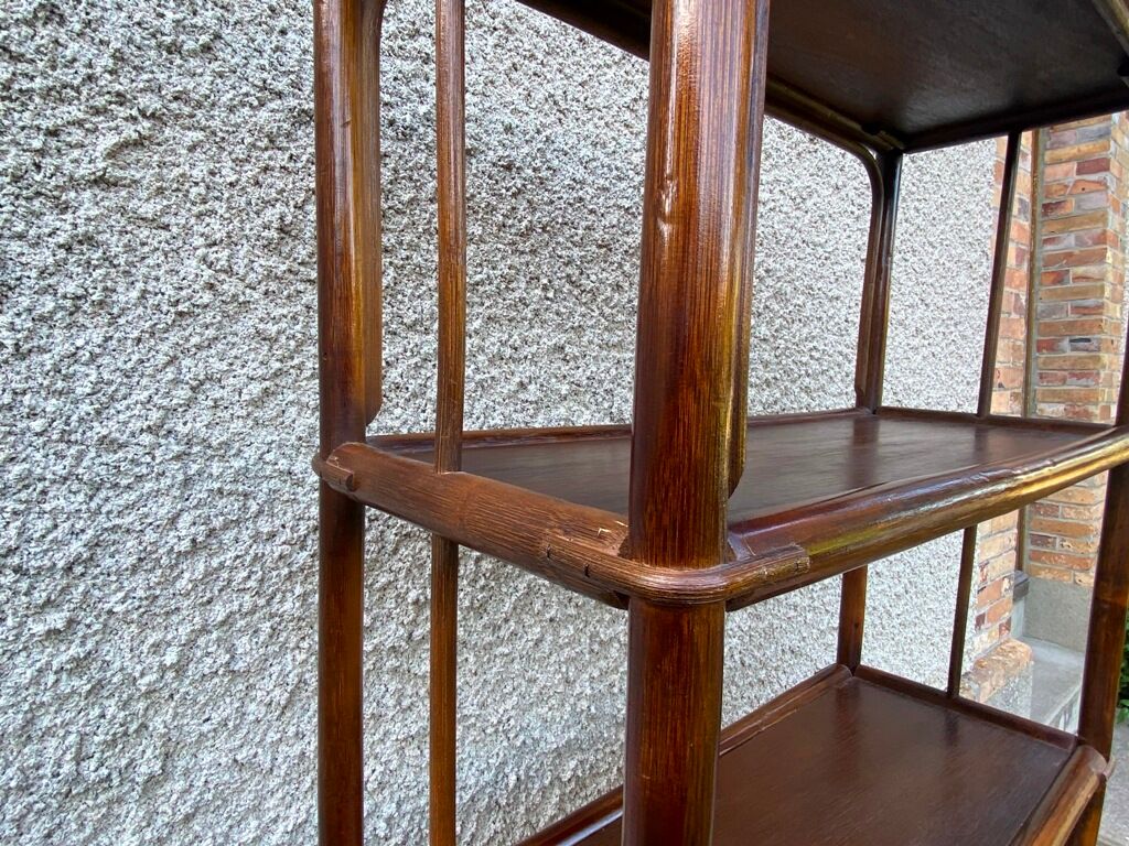 Vintage rattan bookcase shelf 70s