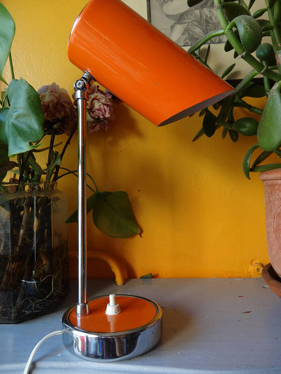 Lampe de bureau en métal orangé des années '50'