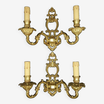 Pair of large Louis XV / Baroque style cage wall lights