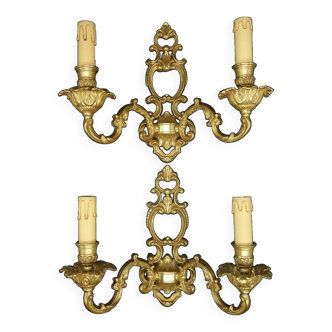 Paire de grandes appliques cage style Louis XV / Baroque