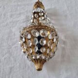 Vintage Empire Style 1950s Wall Lamp or Sconce in Gold Brass and Scream