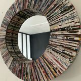 Vintage round mirror made of paper rolls