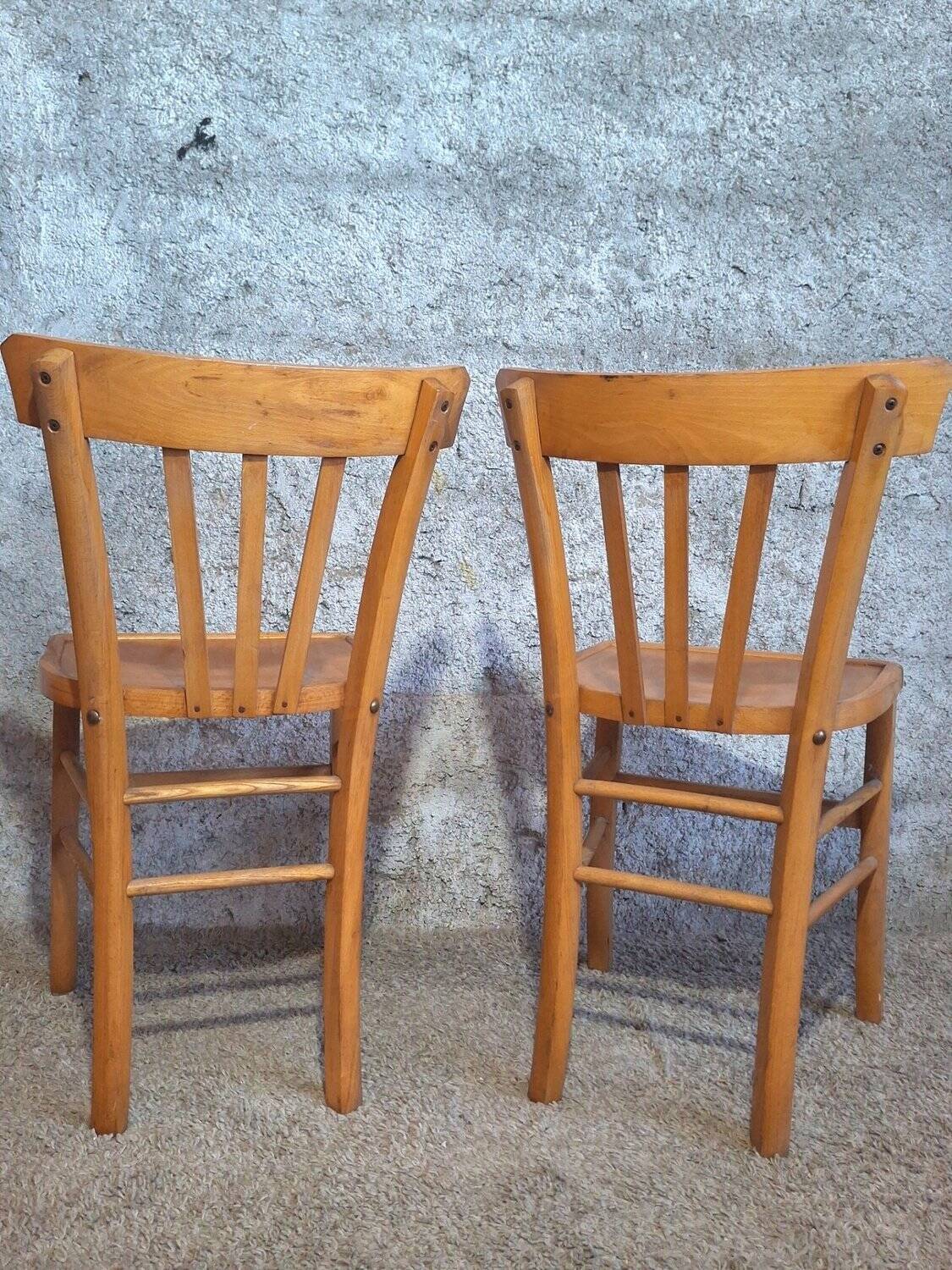 8 Bistro Chairs including 2 Authentic 1950s Solid Beech Luterma Chairs