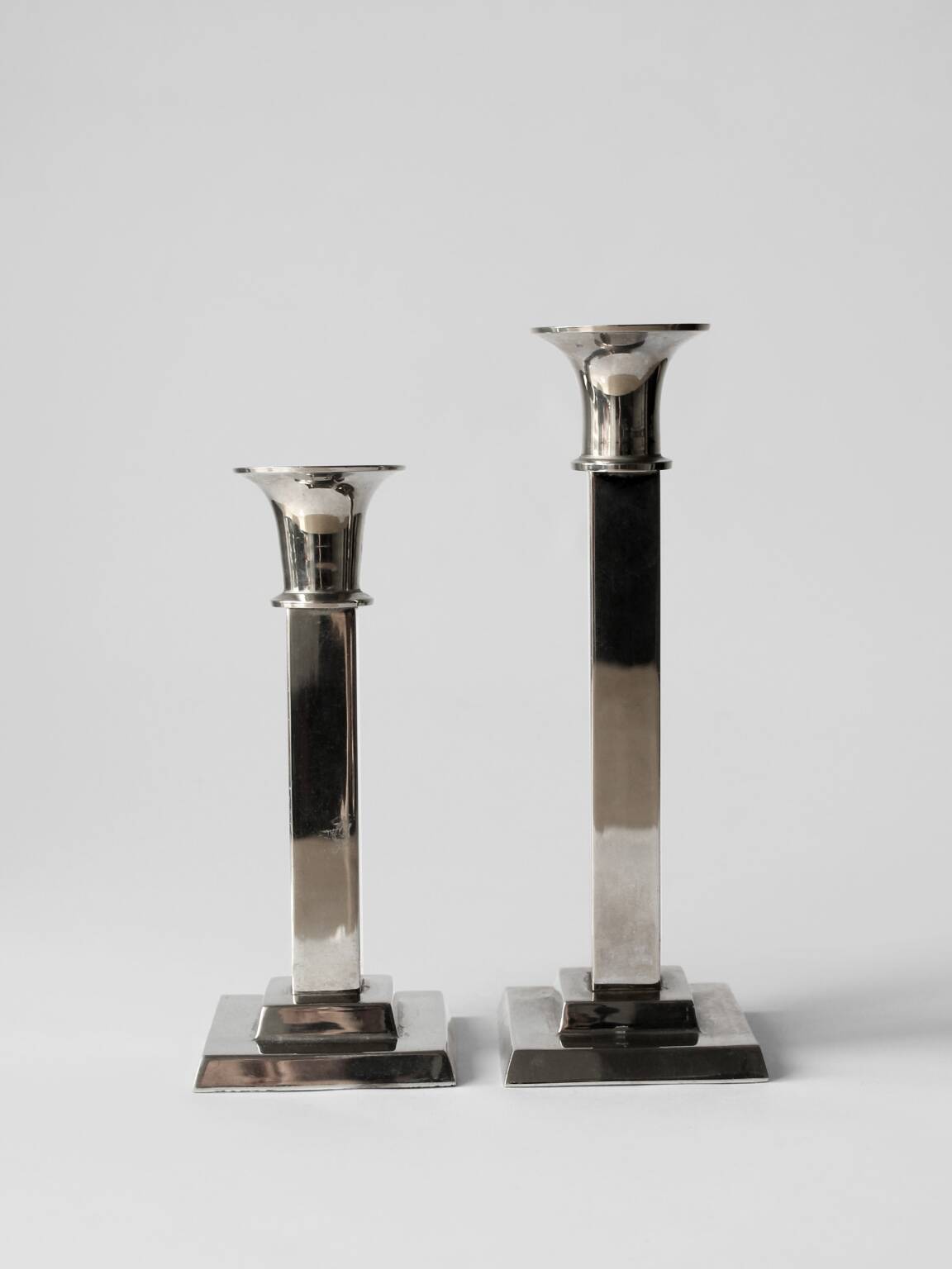 Art Deco Silver Plated Candlesticks Set