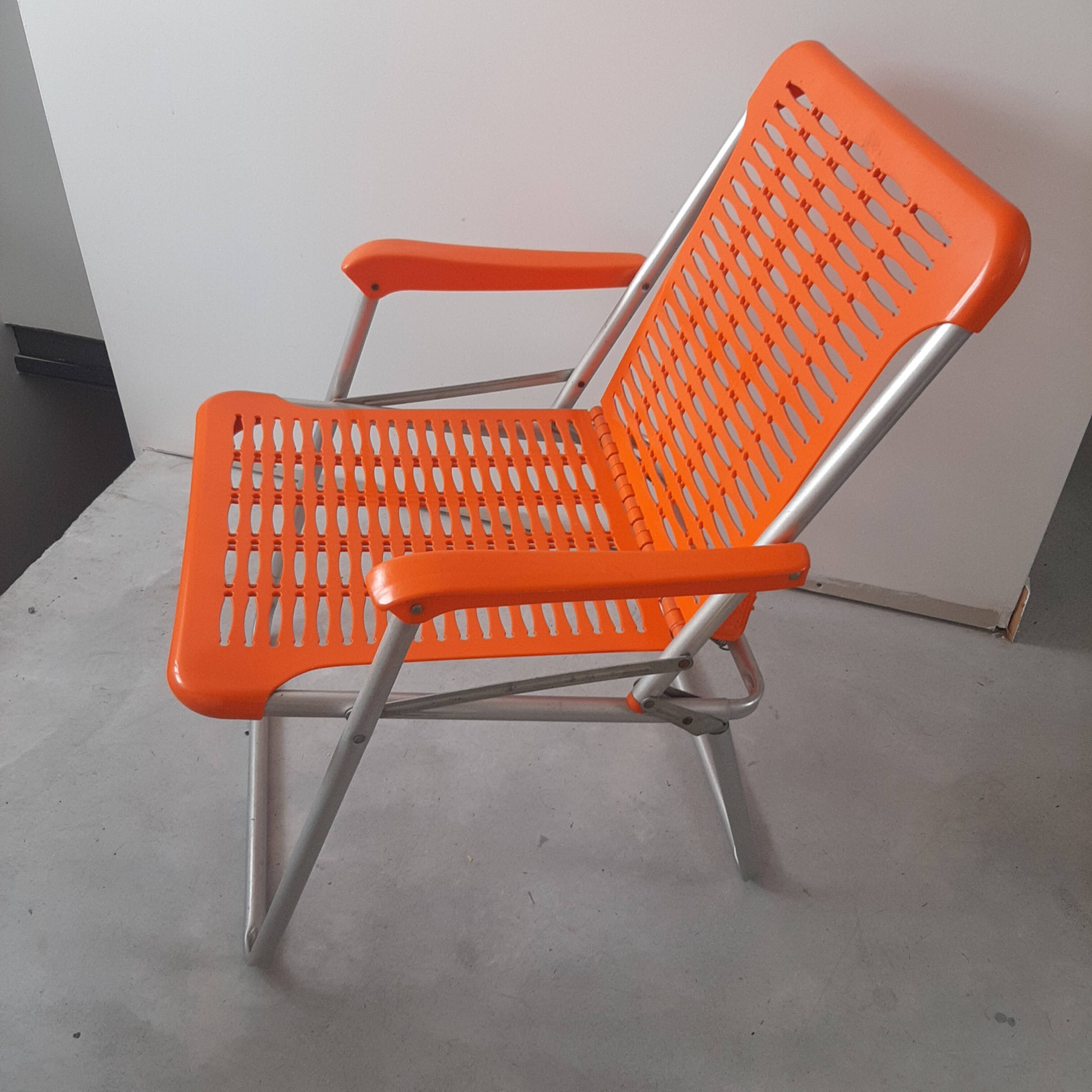Vintage orange foldable garden armchair Kurz Design (3 armchairs available)