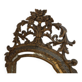 Large mirror or trumeau with beadwork in carved and gilded wood. Italian work from the beginning of the 19th century