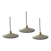 Set of three new electrified white enamelled sheet suspensions